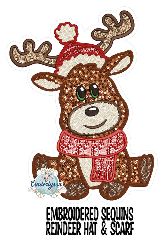 Embroidered Sequins Reindeer Hat & Scarf Cardstock Silicone Mold, Aroma Bead Molds, Car Freshies, Premium Cardstock Images