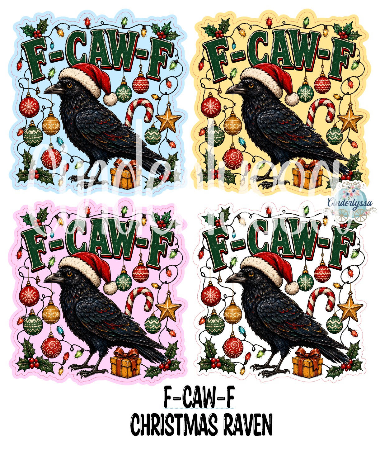 F-Caw-F Christmas Raven Cardstock Silicone Mold, Aroma Bead Molds, Car Freshies, Premium Cardstock Images