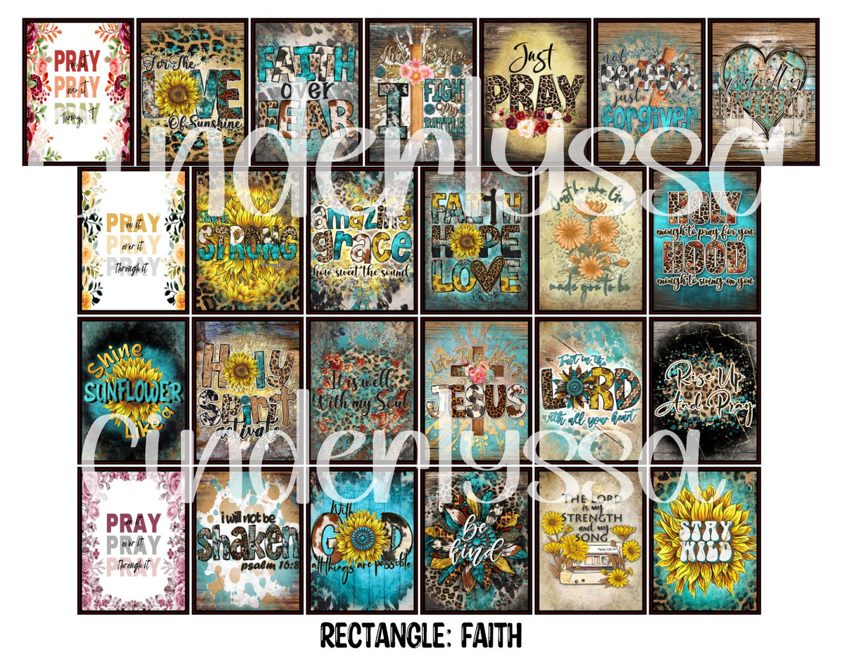 3x3.5 inch Rectangle: Faith Theme With .25 inch Curved Edge Cardstock/Picture With Curved Edge Cardstock Silicone Mold, Aroma Bead Molds