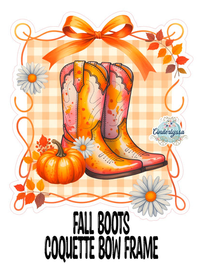Fall Boots Coquette Bow Frame Cardstock Silicone Mold, Aroma Bead Molds, Car Freshies, Premium Cardstock Images