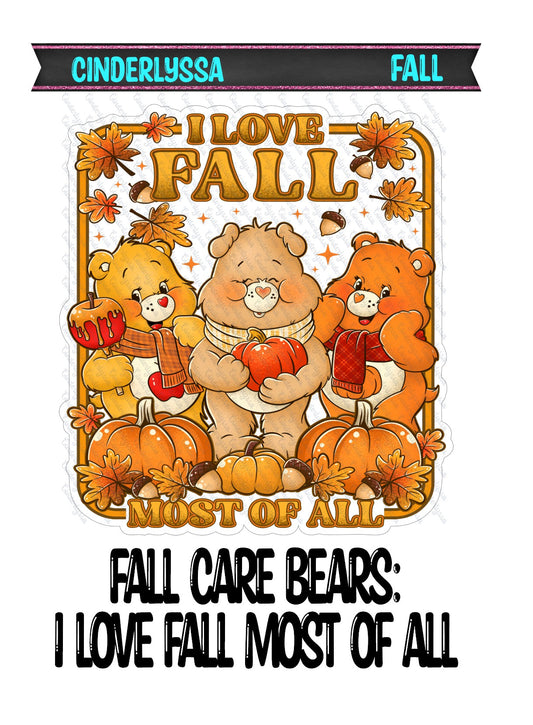 Fall Care Bears: I Love Fall Most of All Cardstock Silicone Mold, Aroma Bead Molds, Car Freshies, Premium Cardstock Images