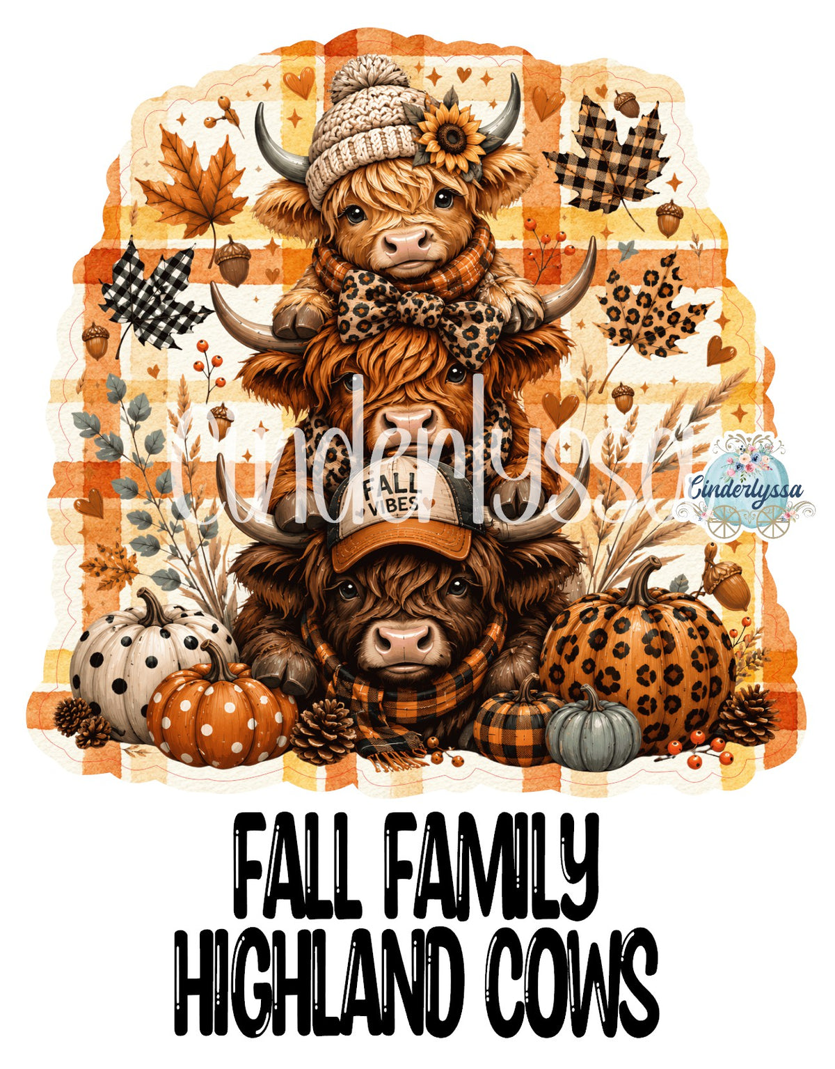 Fall Family Highland Cows Cardstock Silicone Mold, Aroma Bead Molds, Premium Cardstock Images