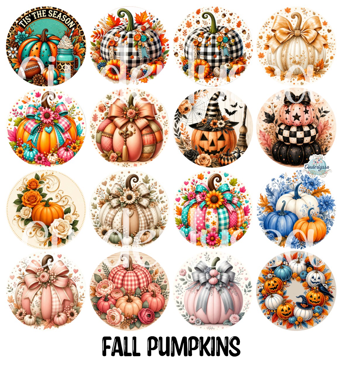 3 inch Round Fall Pumpkins Cardstock Only for car freshies - NO MOLD for Aroma Bead Molds, Premium Cardstock Images