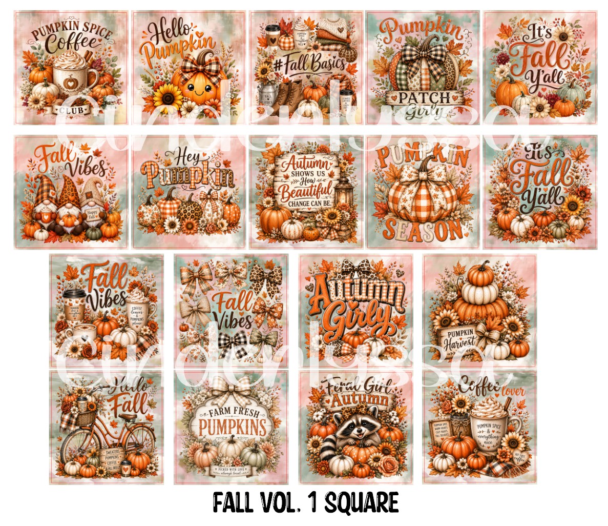 Fall Vol. 1 Squares Cardstock Only for freshies - NO MOLD for Aroma Bead Molds, Premium Cardstock Images