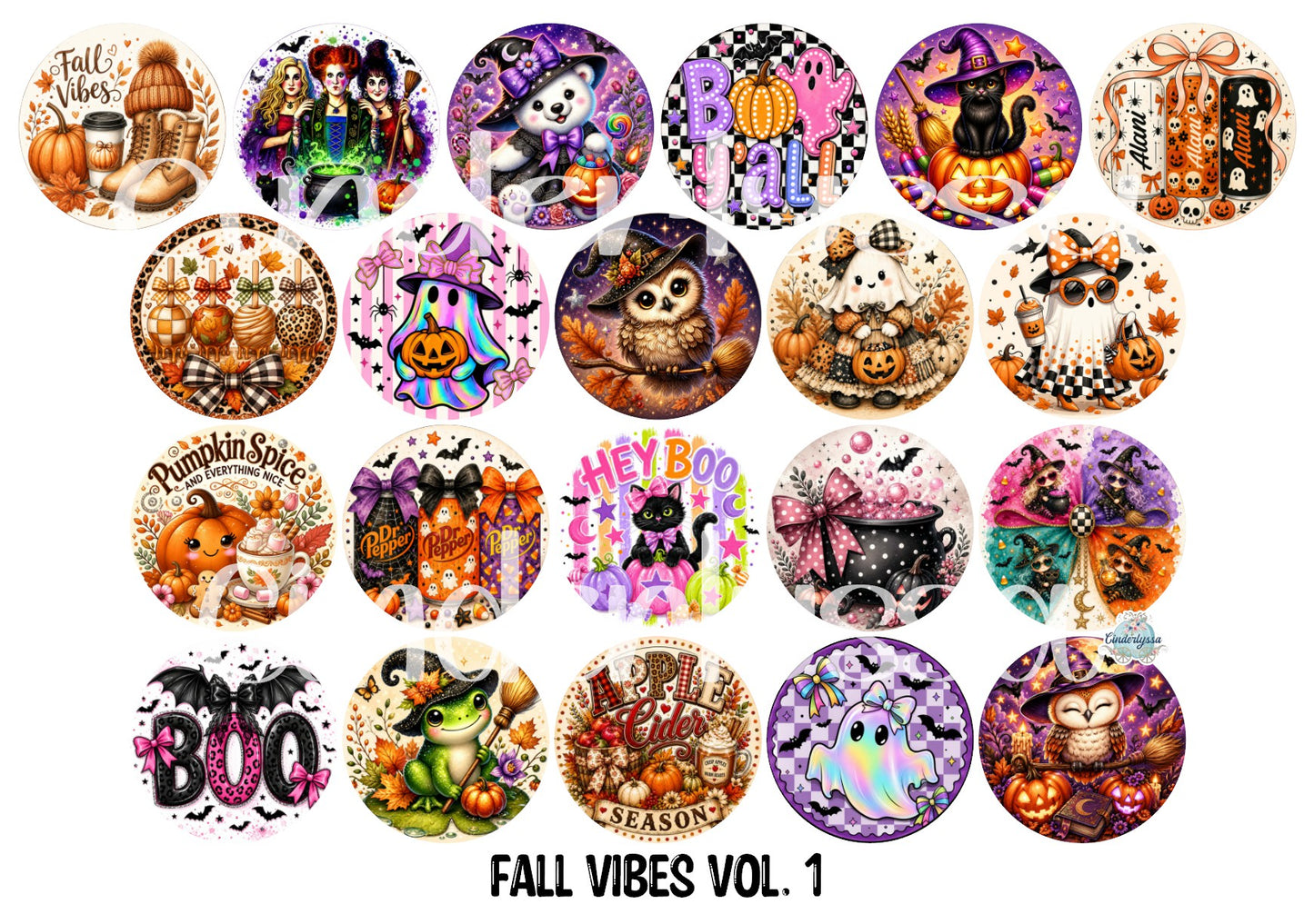 2 inch Round Fall Vibes Vol. 1 Cardstock Only for freshies Cardstock Silicone Mold, Premium Cardstock Images - NO MOLD