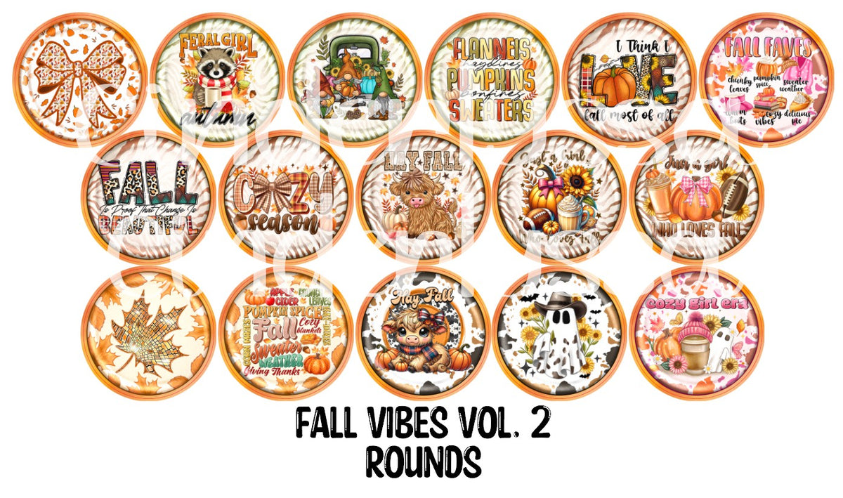 Fall Vibes Vol. 2 Rounds Cardstock Only for freshies - NO MOLD for Aroma Bead Molds, Premium Cardstock Images