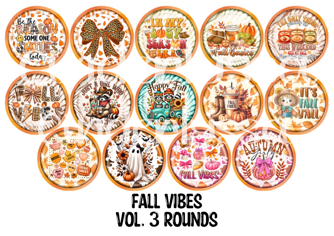 Fall Vibes Vol. 3 Rounds Cardstock Only for freshies - NO MOLD for Aroma Bead Molds, Premium Cardstock Images