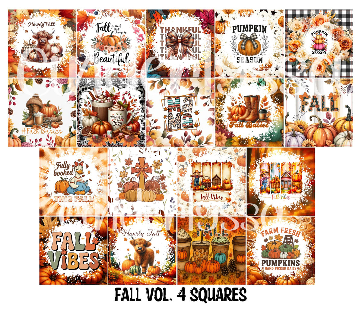 Fall Vol. 4 Squares Cardstock Only for freshies - NO MOLD for Aroma Bead Molds, Premium Cardstock Images