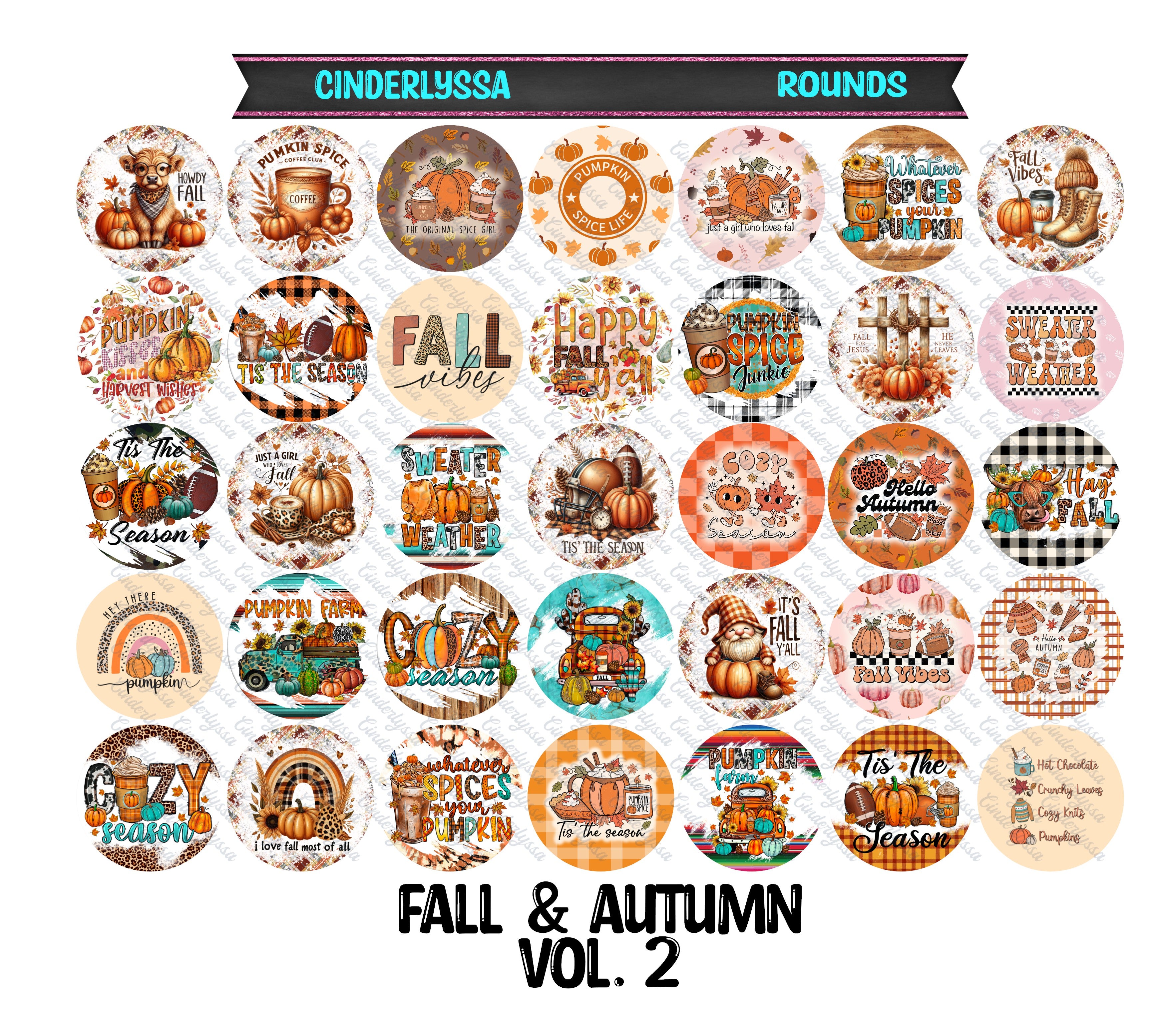 3 inch Round Fall & Autumn Vol. 2: Cardstock Only for car freshies - N ...