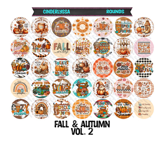 3 inch Round Fall & Autumn Vol. 2: Cardstock Only for car freshies - NO MOLD for Aroma Bead Molds, Premium Cardstock Images