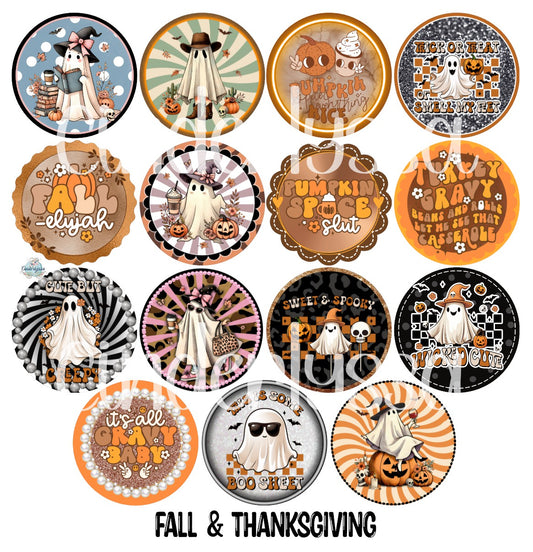 3 inch Round Fall & Thanksgiving Cardstock Only for car freshies - NO MOLD for Aroma Bead Molds, Premium Cardstock Images