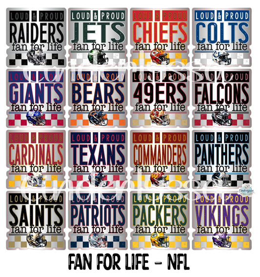 Fan For Life - NFL Cardstock Silicone Mold, Aroma Bead Molds, Car Freshies, Premium Cardstock Images