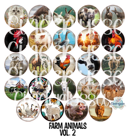 3.75 inch Round: Farm Animals Vol. 2 for Cardstock Silicone Mold, for Aroma Bead Molds, Premium Cardstock Images