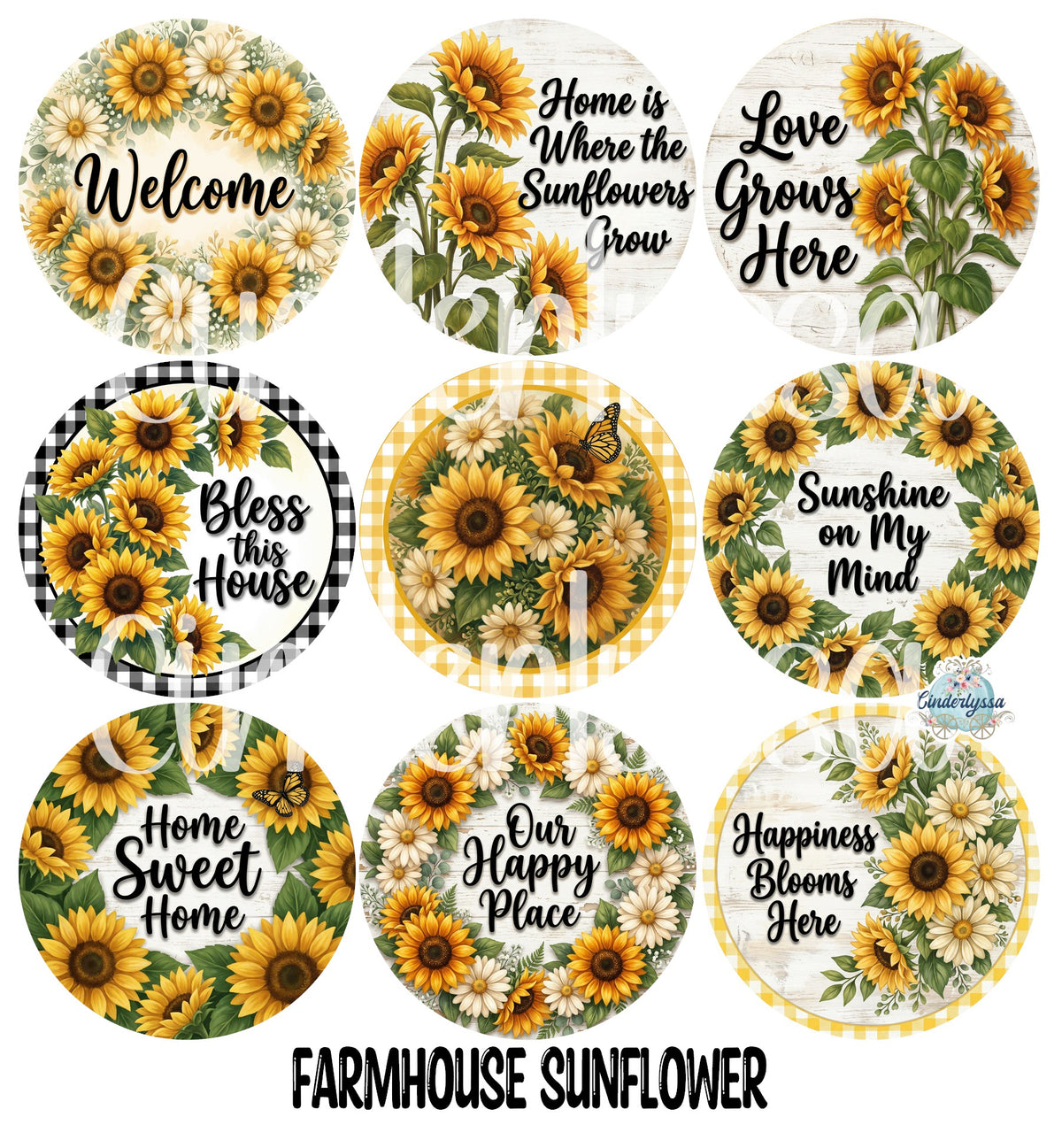 3.5 inch Round Farmhouse Sunflower for Cardstock Silicone Mold, NO MOLD INCLUDED for Aroma Bead Molds, Premium Cardstock Images