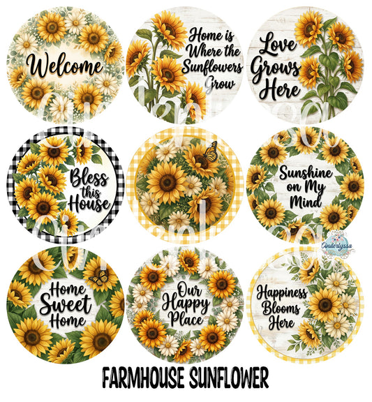 2.5 inch Round Farmhouse Sunflower Cardstock Only for freshies:  Aroma Bead Molds, Premium Cardstock Images-NO MOLD