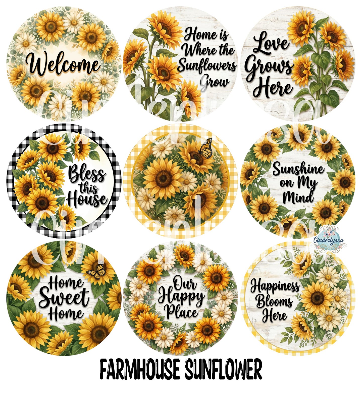 3 inch Round Farmhouse Sunflower Cardstock Only for freshies -NO MOLD: Aroma Bead Molds, Premium Cardstock Image