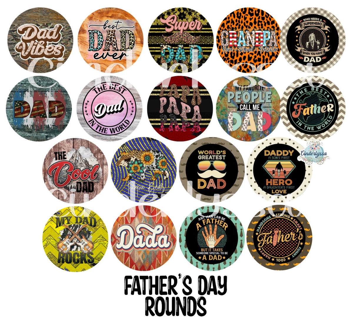 3 inch Round Father's Day Cardstock Only for freshies: for Aroma Bead Molds, NO MOLD INCLUDED, Premium Cardstock Images
