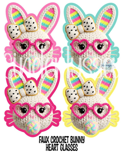 Faux Crochet Bunny Heart Glasses Cardstock Silicone Mold, Aroma Bead Molds, Premium Cardstock Images