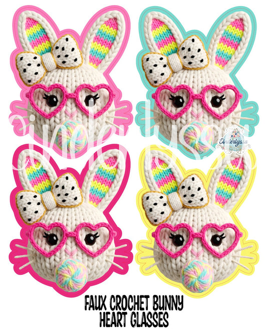 Faux Crochet Bunny Heart Glasses Cardstock Silicone Mold, Aroma Bead Molds, Premium Cardstock Images