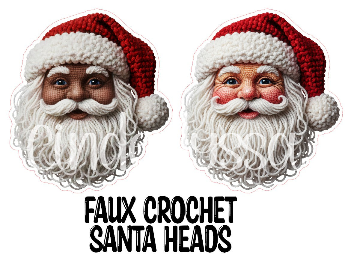 Faux Crochet Santa Heads Cardstock Silicone Mold, Aroma Bead Molds, Premium Cardstock Images