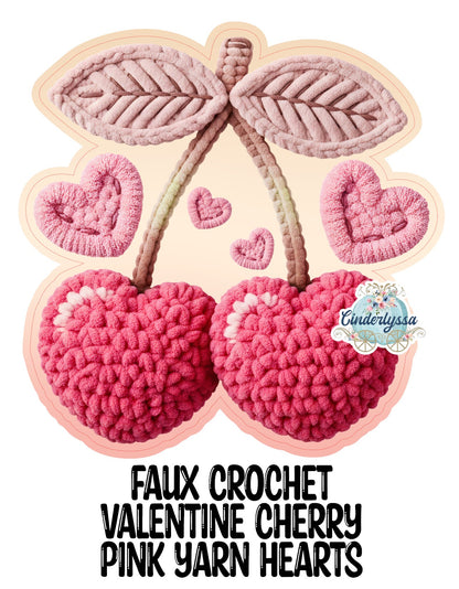 Faux Crochet Valentines Cherry Pink Yarn Hearts Cardstock Silicone Mold, Aroma Bead Molds, Premium Cardstock