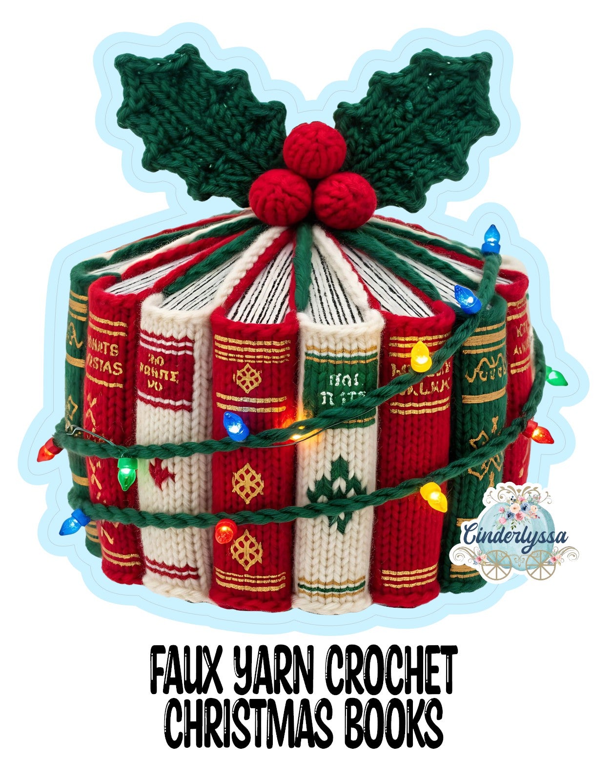 Faux Yarn Crochet Christmas Books Cardstock Silicone Mold, Aroma Bead Molds, Car Freshies, Premium Cardstock Images