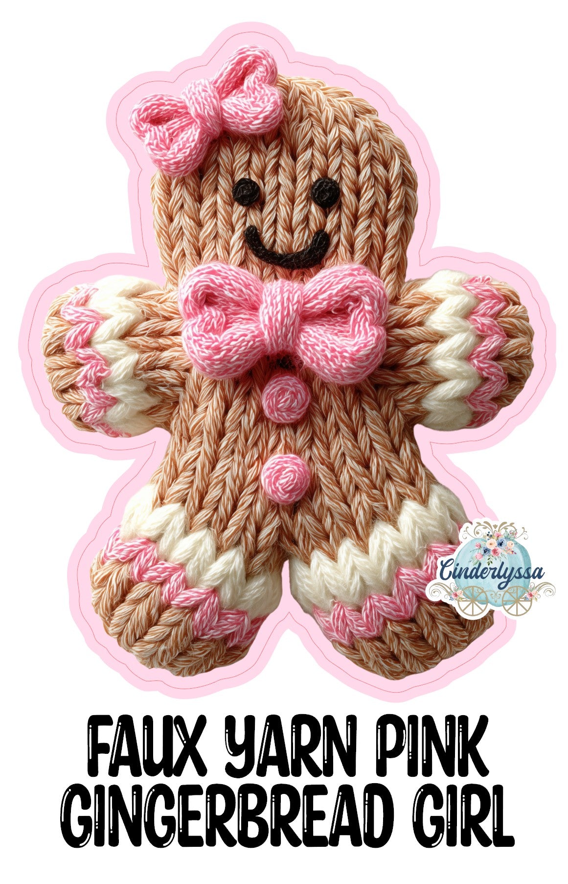 Faux Yarn Pink Gingerbread Girl Cardstock Silicone Mold, Aroma Bead Molds, Premium Cardstock Images