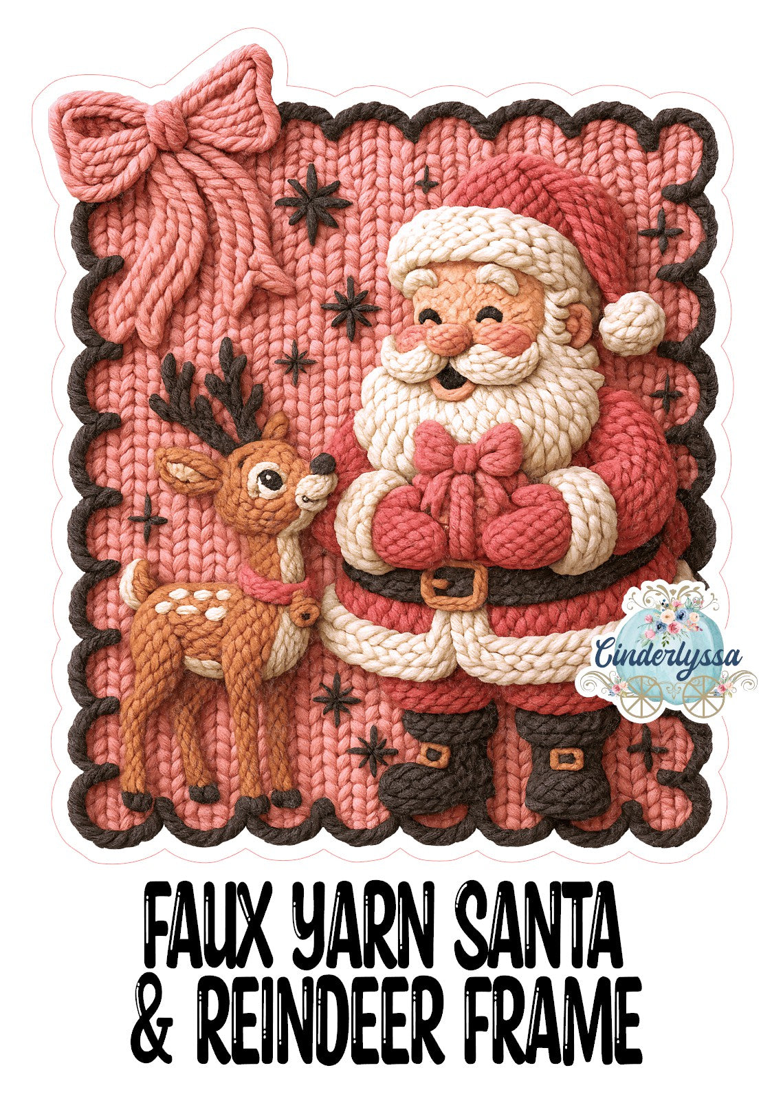 Faux Yarn Santa & Reindeer Frame Cardstock Silicone Mold, Aroma Bead Molds, Premium Cardstock Images