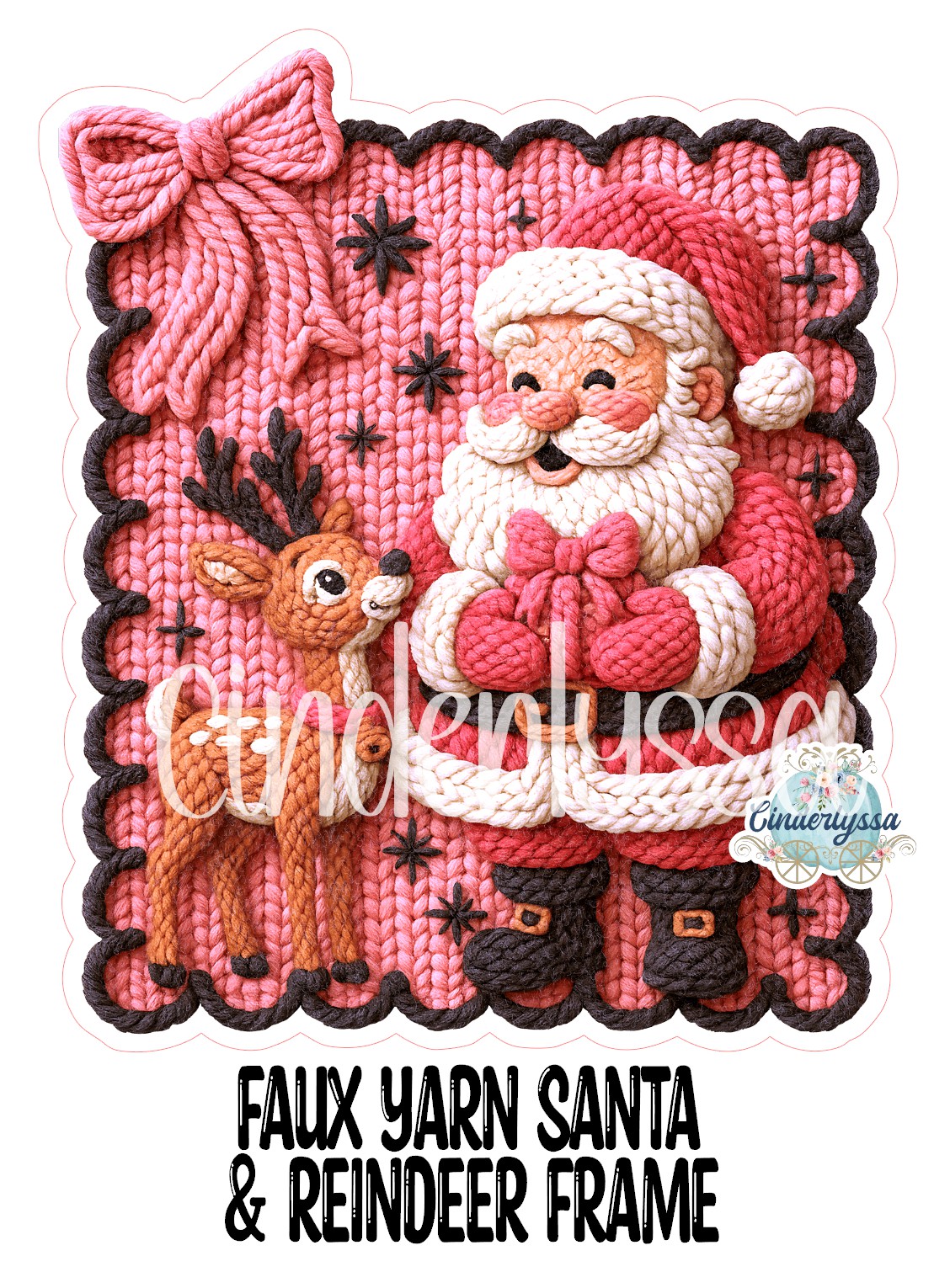 Faux Yarn Santa & Reindeer Frame Cardstock Silicone Mold, Aroma Bead Molds, Premium Cardstock Images