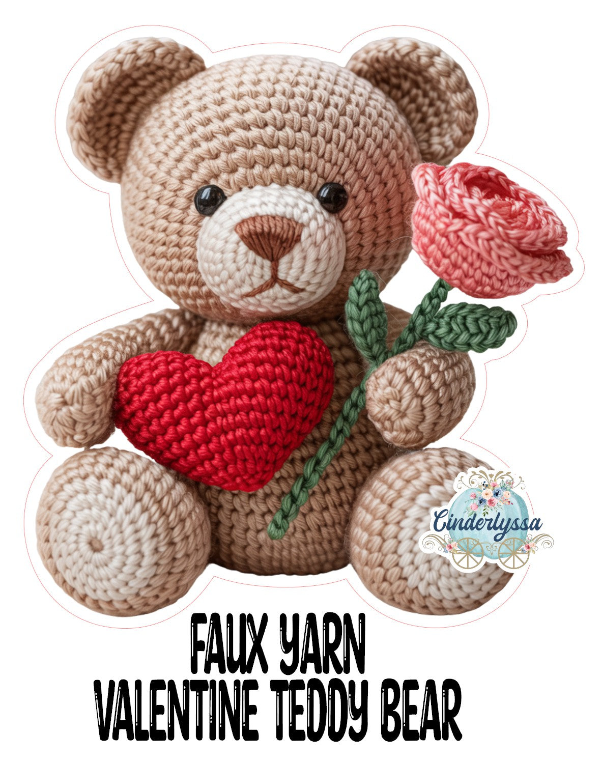 Faux Yarn Valentine Teddy Bear Cardstock Silicone Mold, Aroma Bead Molds, Premium Cardstock Images