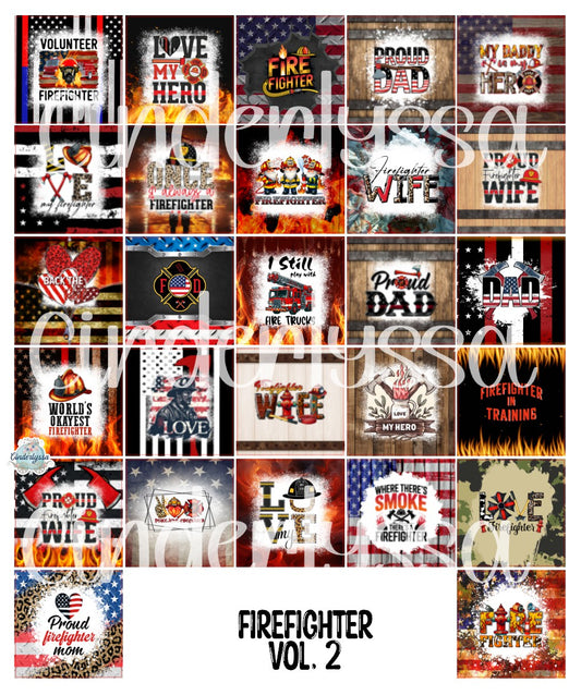 2.5 inch Square: Firefighter Vol. 2 Cardstock Only for freshies - NO MOLD: Cardstock Silicone Mold, for Aroma Bead Molds, Premium Cardstock Images