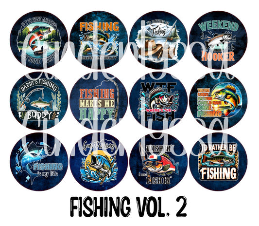 3 inch Round: Fishing Vol. 2 Cardstock Only for freshies - NO MOLD for Aroma Bead Molds, Premium Cardstock Images