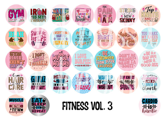 3 inch Round Fitness Vol. 3 Cardstock Only for freshies -NO MOLD: for Aroma Bead Molds, Premium Cardstock Image