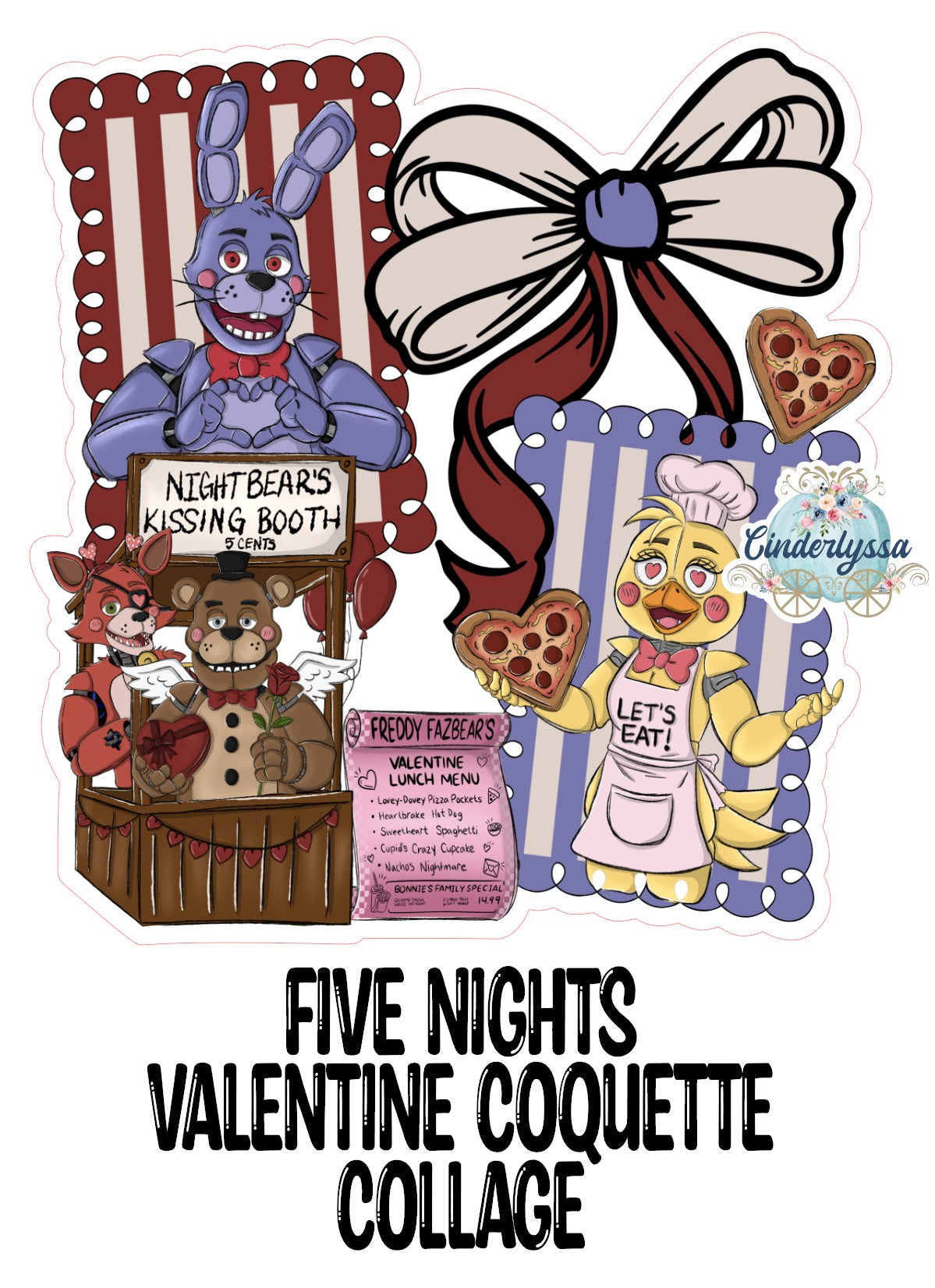 Five Nights Valentine Coquette Collage Cardstock Silicone Mold, Aroma Bead Molds, Premium Cardstock, Silicone Cardstock Freshies
