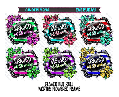 Flawed but Still Worthy Flowered Frame Cardstock Silicone Mold, Aroma Bead Molds, Premium Cardstock Images