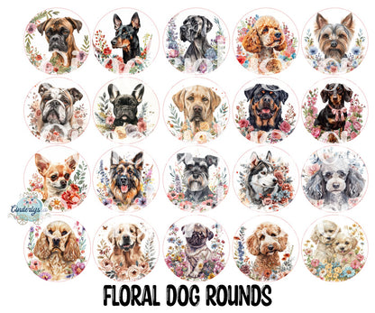 3.75 inch Round: Floral Dog for Cardstock Silicone Mold, for Aroma Bead Molds, Premium Cardstock Images