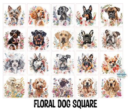 2.5 inch Square Floral Dog Cardstock Only for freshies - NO MOLD: Cardstock Silicone Mold, for Aroma Bead Molds, Premium Cardstock Image