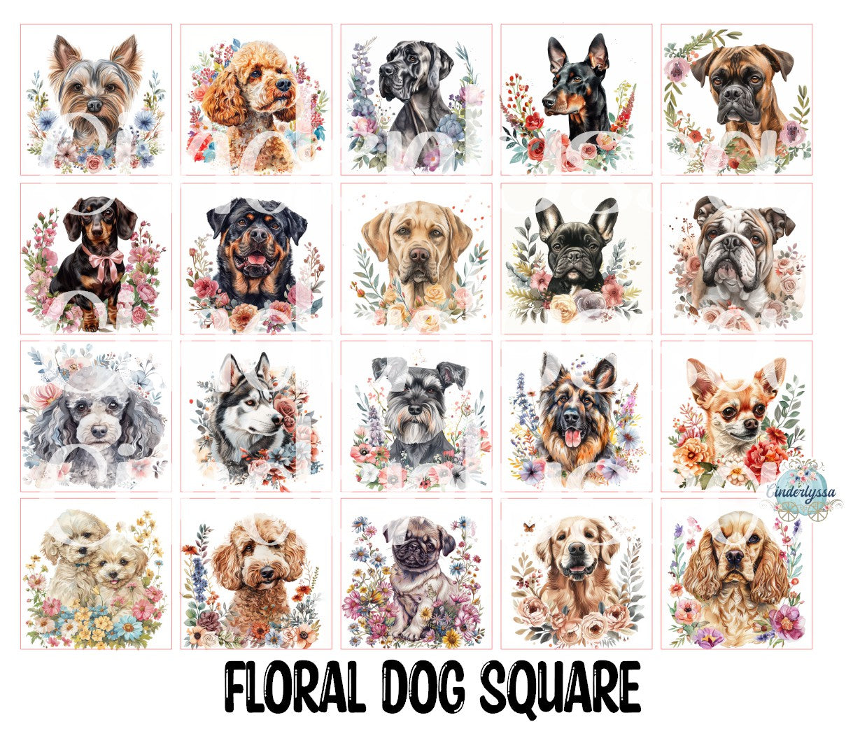 3 inch Square Floral Dog Cardstock Only for freshies - NO MOLD: Cardstock Silicone Mold, Premium Cardstock Image