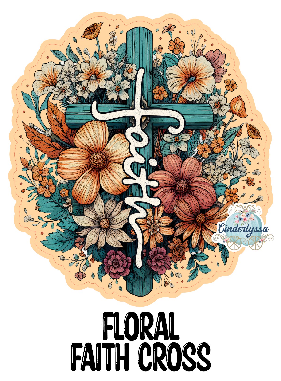 Floral Faith Cross Cardstock Silicone Mold, Aroma Bead Molds, Premium Cardstock Images