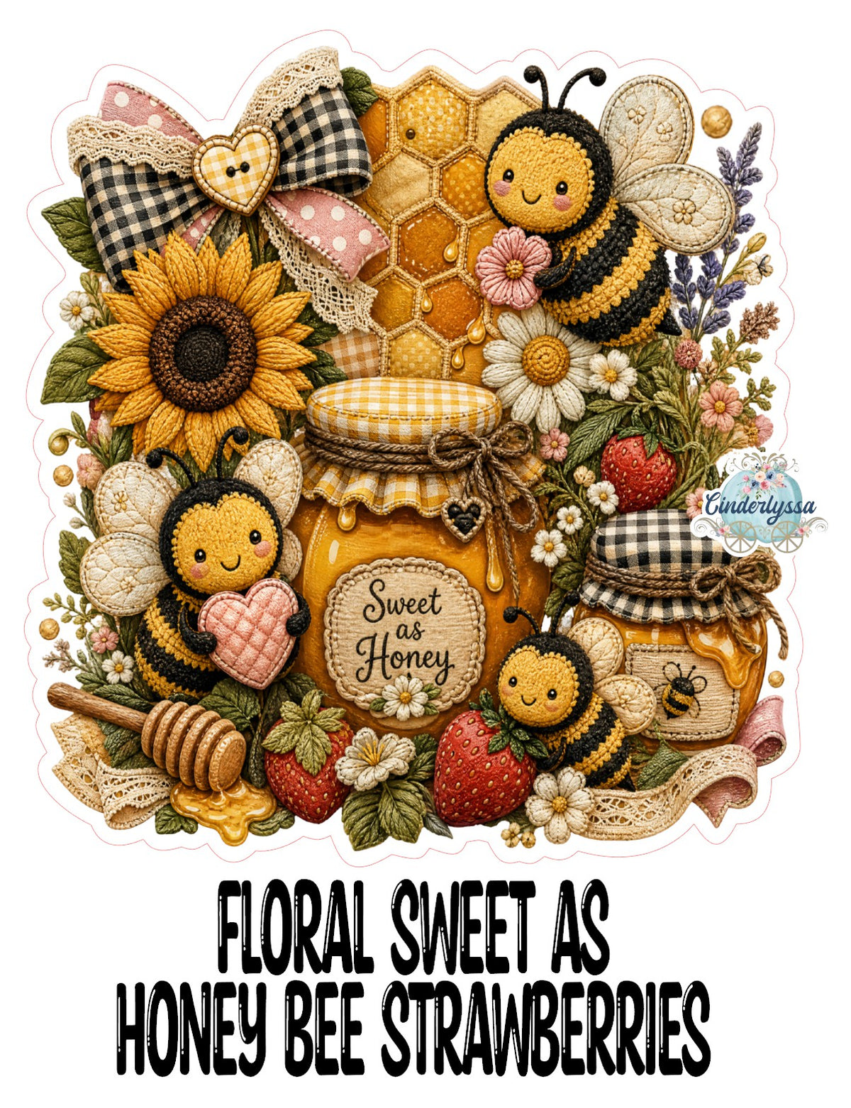 Floral Sweet As Honey Bees Strawberries Cardstock Silicone Mold, Aroma Bead Molds, Premium Cardstock Images