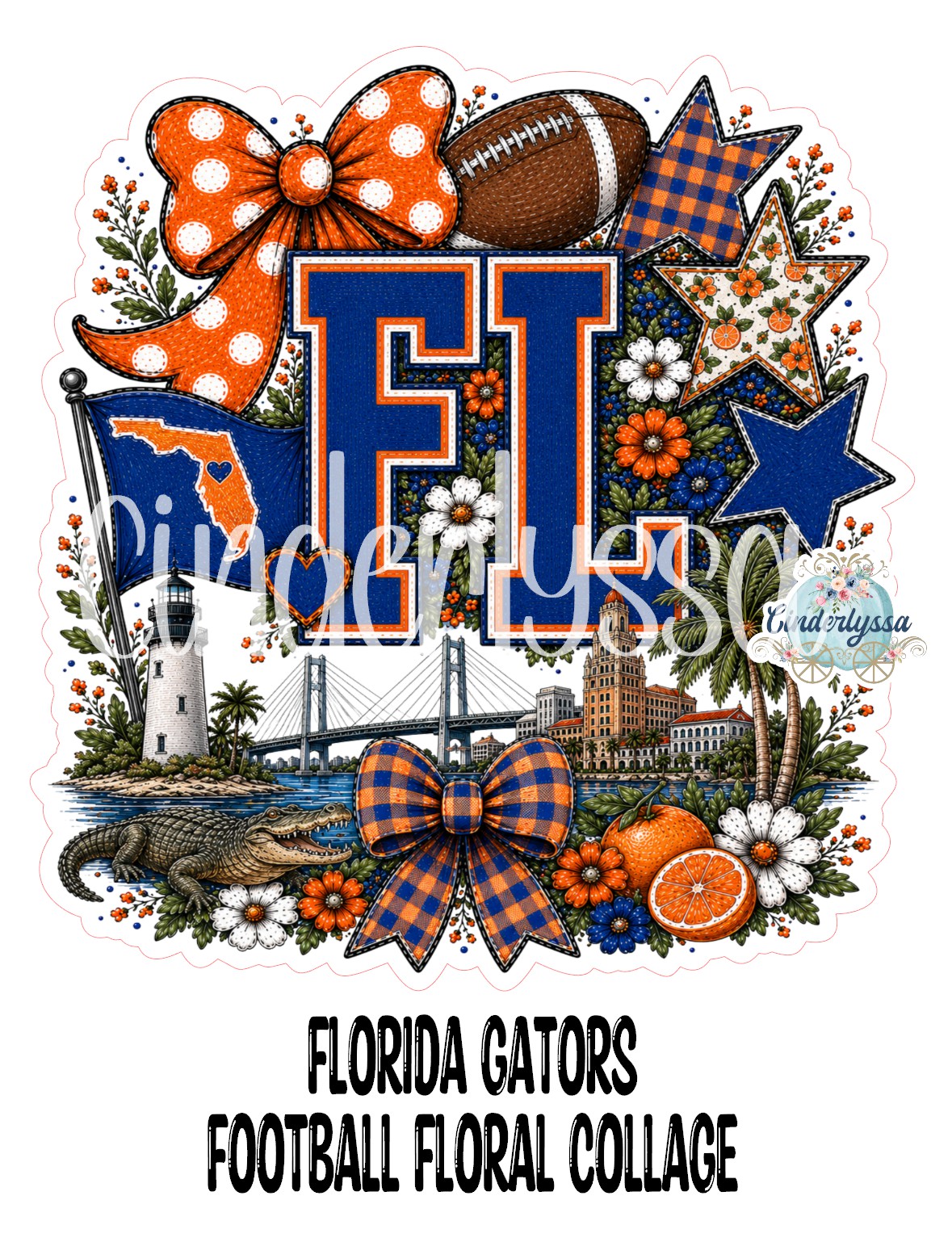 Florida Gators Football Floral Collage Cardstock Silicone Mold, Aroma Bead Molds, Premium Cardstock Images