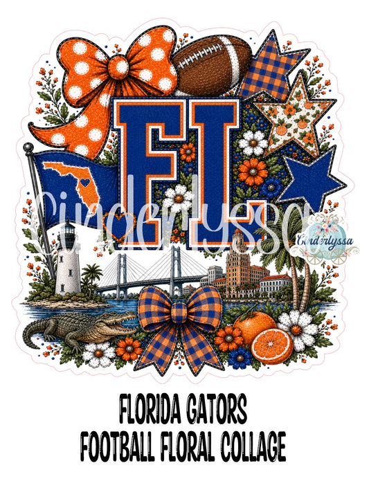 Florida Gators Football Floral Collage Cardstock Silicone Mold, Aroma Bead Molds, Premium Cardstock Images