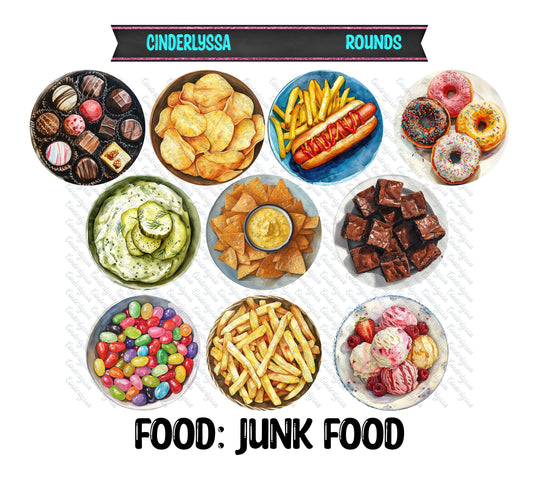 2.5 inch Food: Junk Food Round Cardstock Only for freshies Cardstock Silicone Mold, for Aroma Bead Molds, Premium Cardstock Image