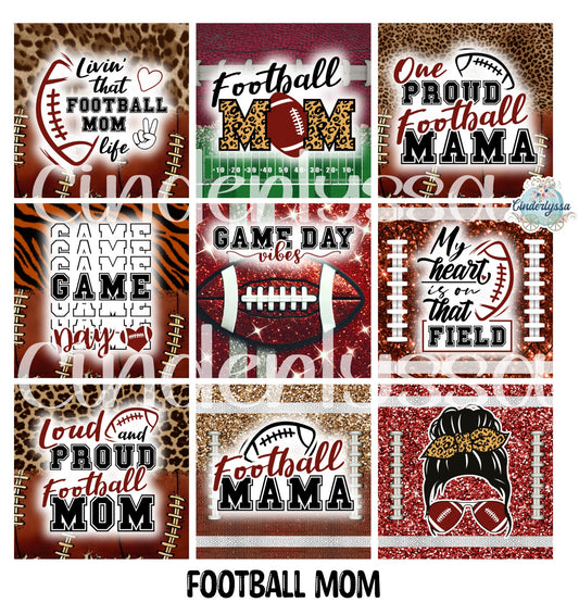 2 inch Square Football Mom Cardstock Only for freshies - NO MOLD: Aroma Bead Molds, Premium Cardstock Images