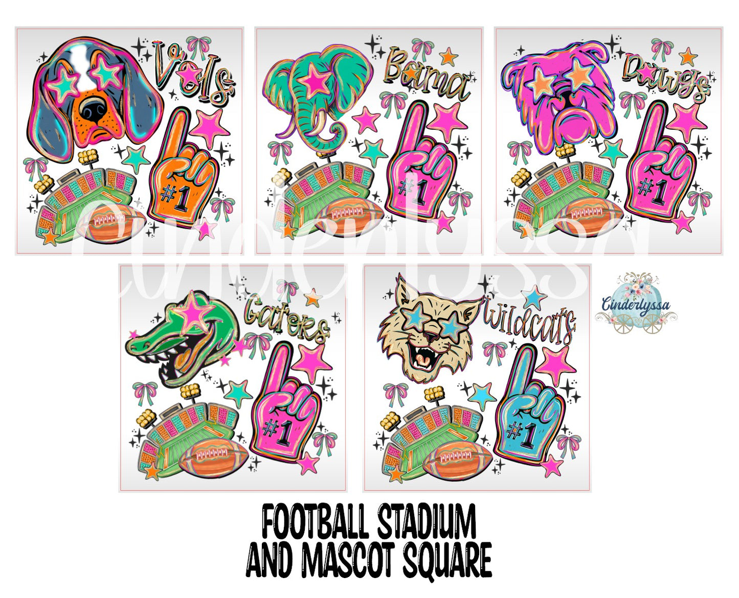 2.5 inch Square Football Stadium & Mascots Cardstock Only for freshies - NO MOLD: Cardstock Silicone Mold, Premium Cardstock Images