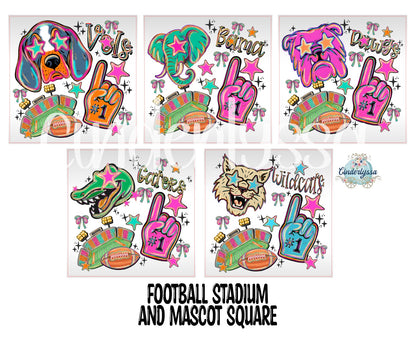 3 inch Square: Football Stadium & Mascots Cardstock/Picture With Curved Edge Cardstock Silicone Mold, Aroma Bead Molds, Premium Cardstock Images