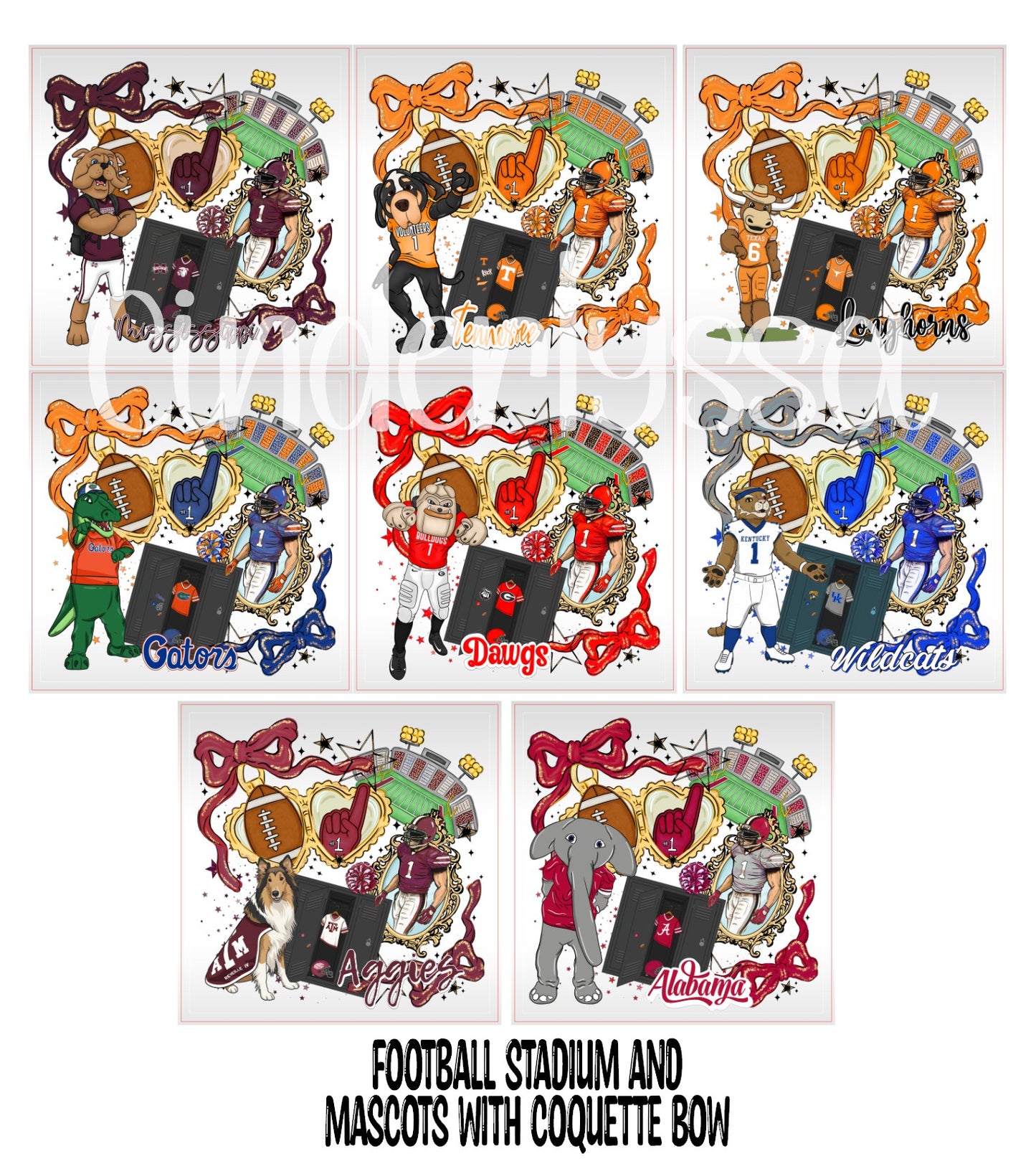 2.5 inch Square Football Stadium & Mascots Cardstock Only for freshies - NO MOLD: Cardstock Silicone Mold, Premium Cardstock Images