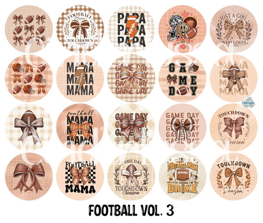 2.5 inch Round Football Vol. 3 Cardstock Only for freshies: Cardstock Silicone Mold, Premium Cardstock Images-NO MOLD