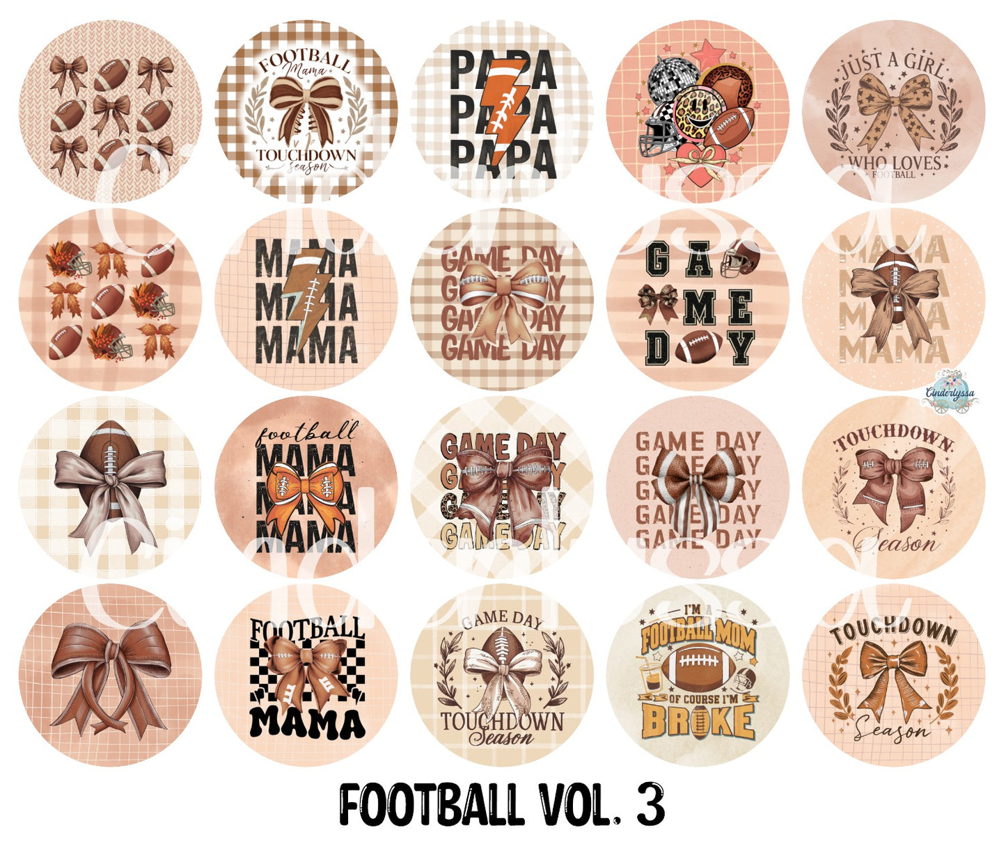 3 inch Round Football Vol. 3 Cardstock Only for freshies: for Aroma Bead Molds, Premium Cardstock Images