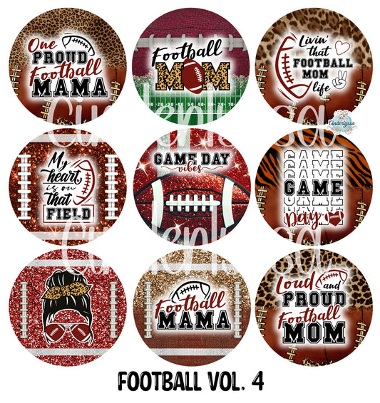 3.75 inch Round: Football Vol. 4 for Cardstock Silicone Mold, for Aroma Bead Molds, Premium Cardstock Images